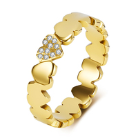 Bague de mariage simple en acier inoxydable plaqué or 18 carats, incrustée de zircon en forme de cœur, pour couples, pour femme