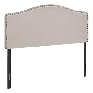 HMS misto lino Beige imbottito arcuato pieno copricapo copricapo di lusso Queen/King Soft Bed appartamento matrimoniale/portaoggetti King - Product Image 1
