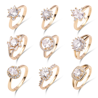 Bagues Personnalisées Plaqué Or 18K Bijoux Cœur Papillon Serpent avec Zircon Cubique Pierre Précieuse Diamant en Laiton pour Femme