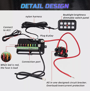 Autres accessoires d'éclairage de voiture 12 Volts Aux <span class=keywords><strong>Light</strong></span> 8 gangs panneau d'interrupteur avec boîtier de commande de Circuit - Product Image 5