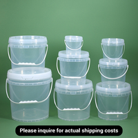 UMETASS Seau en Plastique Vide, Clair et Transparent, 1L 2L 4L 5L 6L 10L 15L 20L, Alimentaire, avec Couvercles et Poignée