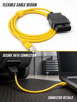 Câble E-SYS ENET pour analyseur de moteur série F 2008-2013, écran LCD 12V, outil de diagnostic jaune