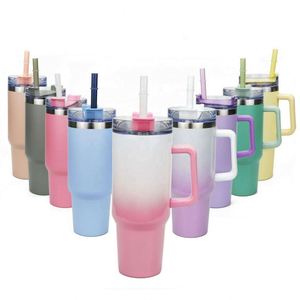 Double Wall Stainless Steel Vacuum Insulated 40Oz Flasks <b>Mug</b> Leakproof Tumbler With Handle and Straw - Product Image 2