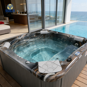 Bain à remous <span class=keywords><strong>gonflable</strong></span> autoportant moderne pour 6 personnes, en acrylique, avec 50 jets, couverture écologique et système de thermostat - Product Image 1