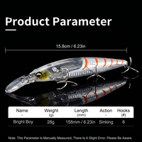 Leurre Bionique Longue Portée Crankbait Minnow Scintillant Laser-Auréole Coulant Appât Artificiel Dur Hameçons 16 cm 28 g Pêche en Eau Douce