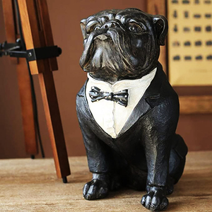 Figurine en résine de <span class=keywords><strong>bouledogue</strong></span> <span class=keywords><strong>noir</strong></span> faite à la main, en costume formel, décoration de bureau, cadeau unique pour hommes et amateurs d'affaires - Product Image 3