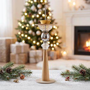 Quemador de Incienso de Madera con Bola de Cristal, Difusor de Aromaterapia, Base de Pino Decorativa de Invierno, Diseño Ignífugo - Product Image 1