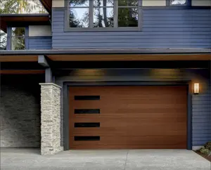 Porta del Garage su misura della striscia di legno solido con controllo automatico e servizio di progettazione libero per uso residenziale della casa