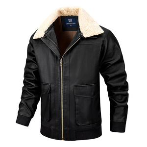 Chaqueta de cuero para hombre con logotipo personalizado, nueva colección de invierno, solapas de terciopelo, estilo casual, para motocicleta, elegante, estilo coreano, corte ajustado. - Product Image 1