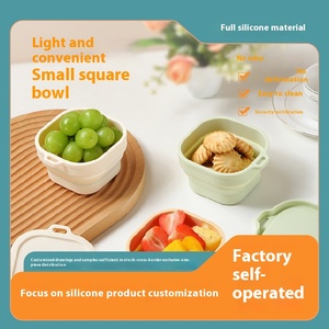 Portable Voyage En Plein Air Petit Carré Déjeuner Bol Jetable De Qualité Alimentaire Silicone Vaisselle Ensemble Poli pour Les Fêtes - Product Image 3
