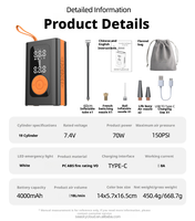 Portable Wireless 12V DC 150psi Digital Pressure Gauge Tire Inflator Pump ABS Pressure Monitor Emergency Light Single Cylinder