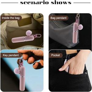 Custom LOGO 5ml Reusable Portable Travel <b>Perfume</b> <b>Refill</b> Bottle <b>Atomizer</b> with Pompom Keychain for Women Purse Backpack Daily - Product Image 4
