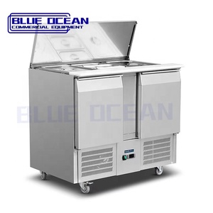 Commercio all'ingrosso caldo singolo temperatura in acciaio inox frigo congelatore raffreddamento ad aria insalata preparazione panca <span class=keywords><strong>Pizza</strong></span> con ventola di raffreddamento - Product Image 2