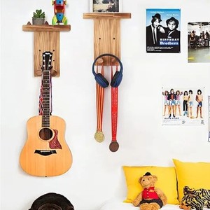 Wooden Wall-Mounted Shelf Single-Layer Pink Wood Color For Ukulele Guitar Storage <b>Rack</b> Wall Decoration - Product Image 1