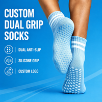 Chaussettes de Pilates à double grip personnalisées, chaussettes antidérapantes professionnelles à double grip en silicone, chaussettes rayées antidérapantes pour yoga, barre et fitness