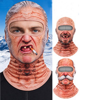 Cagoule de ski amusante à imprimé visage de vieil homme, coupe-vent, épaisse, en Spandex/Polyester, masque thermique intégral transfrontalier