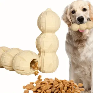 Nouveau design en forme d'arachide distributeur de nourriture chien Puzzle jouet meulage des dents Durable en caoutchouc interactif chien jouets à mâcher