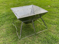 Réchaud de camping portable en acier inoxydable pliable pour pique-niques, randonnée et feux de camp, avec pieds