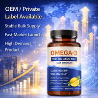 Suplemento Premium de Omega 3, 60 Cápsulas Blandas, Probado por Terceros, Alto Contenido de EPA y DHA, Fabricante a Granel
