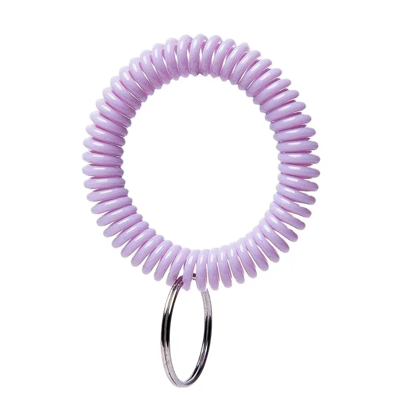 Retractable Plastic Spiral Wrist Coil Keychain Spring Key Chain Holder Keyring Bracelet Wristband