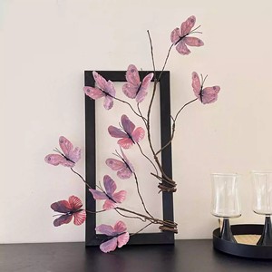 <b>Framed</b> Silk Butterfly Flower Arrangement With Withered Branch Home Decor Living Room Desktop Ornament Artistic Decoration - Product Image 2