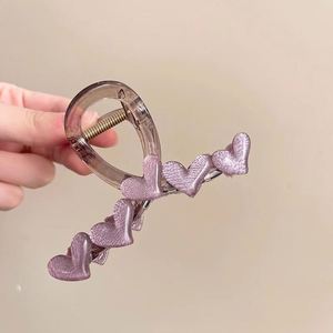 Elegant Heart-shaped Crystal Hair <b>Clip</b> for Women High-end Shark Design Handmade Versatile Hairpin Headpiece Back-of-head <b>Clip</b> - Product Image 2