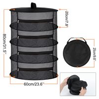 Séchoir suspendu à 6 niveaux pour herbes, en polycarbonate avec cadre en acier inoxydable, filet de séchage pliable pour fleurs/bourgeons/plantes, avec fermeture éclair