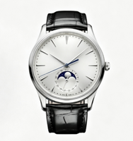Montre mécanique automatique classique pour homme avec phases de lune, boîtier fin, bracelet en cuir de crocodile, montre-bracelet formelle pour affaires