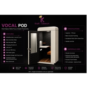 Cabina de Oficina Inteligente Vocal Pod de 1 Plaza, Color Dorado, con Paneles Acústicos para Entornos Empresariales Modernos, Excelente Calidad, en Venta - Product Image 6