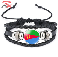 Bracelet en cuir avec drapeau national pour les fans de football, logo personnalisé, pays d'Afrique, Sénégal, Angola, Ghana, pour cadeaux