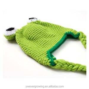 Venta al por mayor hecho a mano Rana ganchillo invierno cálido felpa niños sombreros de punto gorro de bebé sombreros - Product Image 3