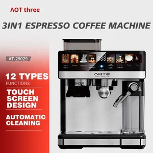 เครื่องชงกาแฟเอสเพรสโซแบบกึ่งอัตโนมัติ ตัวเครื่องพลาสติกคุณภาพสูง สำหรับใช้งานเชิงพาณิชย์ หน้าจอสัมผัส LCD พร้อมระบบทำความสะอาดอัตโนมัติ ตัวเครื่องทำจากพลาสติก - Product Image 1