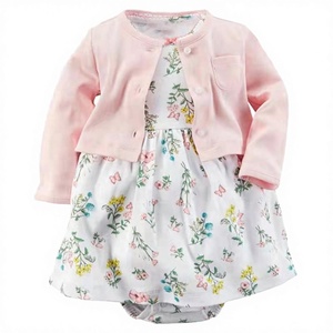Girl Newborn 2 Pack Fashion Printing Long Sleeve Layered Dress High Quality 100% Cotton Floral Knee-Length Breathable Baby - Product Image 3