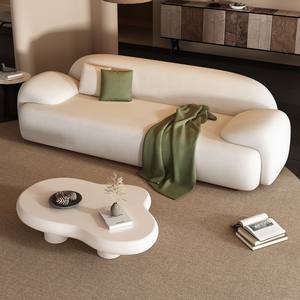 Divano Componibile Moderno Color Crema, <span class=keywords><strong>Design</strong></span> Minimalista con Struttura in Legno e Imbottitura in Tessuto e Spugna per Appartamenti, Hotel e Soggiorni - Product Image 1