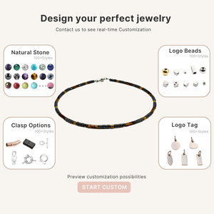 Women's Tiger's Eye Beaded <b>Necklace</b> Letter Shape Trendy Minimalist Natural Stone Healing Earth Tone Strand <b>Necklace</b> Gift - Product Image 6