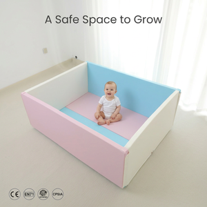 Parc <span class=keywords><strong>de</strong></span> jeu en mousse pour bébé, trois couleurs (rose, bleu, blanc), quatre panneaux, rembourré, enclos <span class=keywords><strong>de</strong></span> sécurité, clôture souple pour nourrissons, certifié CE EN71 CPSIA - Product Image 1