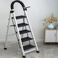 Escalera Plegable de 4 Peldaños, Resistente, Antideslizante, Resistente al Óxido, Taburete Metálico Robusto para Almacén, Hogar y Taller
