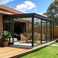 Véranda panoramique coulissante moderne en verre rétractable pour villa, jardin et serre végétale