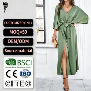 Vestido Informal de Satén Personalizado de Alta Calidad, Nuevo Modelo, Vestido Casual Holgado de Verano, Elegante - Product Image 1