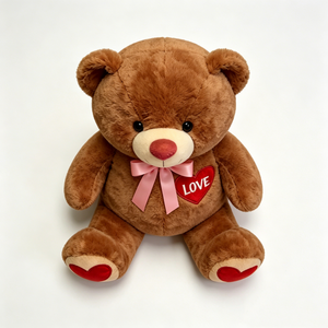 Customized Valentine teddy <b>bear</b>, brown heart <b>bear</b> plush, love stuffed animal, <b>pink</b> bow teddy <b>bear</b>, romantic gift plush - Product Image 2