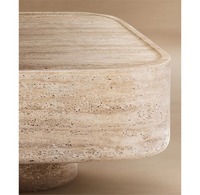 Table basse moderne de luxe Wabi Sabi pour salon, meubles de maison, table basse rustique en pierre naturelle travertin