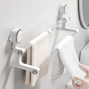 Porte-serviettes à ventouse pour salle de bain, <span class=keywords><strong>sans</strong></span> perçage, en aluminium spatial, porte-serviettes de bain, rangement de salle de bain, barre à serviettes rétractable - Product Image 3