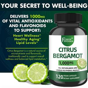 Extrait de plante de bergamote citronnée de haute qualité 1000mg 120 capsules Soutient le cœur et le système immunitaire pour adultes Complément de bergamote citronnée - Product Image 4