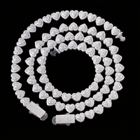 Chaîne en argent massif 925 de 10 mm, moissanite VVS, style hip-hop, chaîne en forme de cœur, chaîne cubaine glacée pour hommes
