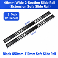 Rail coulissant réglable pour canapé, 46 mm de large, 2 sections, robuste, épaisseur 2,0 mm, ouverture centrale, ouverture et fermeture silencieuses