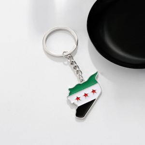 Llavero al por mayor con dije esmaltado de la bandera de Siria libre y colgante esmaltado chapado en oro con mapa de Siria - Product Image 2