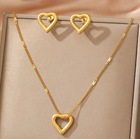 Vente flash - Ensemble collier et boucles d'oreilles avec pendentif en forme de cœur pour femmes, accessoires imperméables pour femmes, bijoux tendance, cadeaux