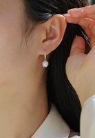 Boucles d'oreilles pendantes en argent sterling 925 avec moissanite tournesol pour femme, 0,5 ct, couleur D, VVS1, boucles d'oreilles en diamant moissanite