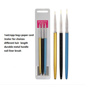 Juego de 3 pinceles delineadores de uñas con mango de plástico brillante de 3 colores, estilo Kolinsky, para gel acrílico, marca privada - Product Image 5