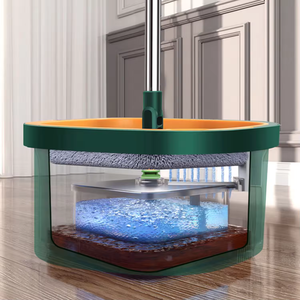 Juego de fregona plana de microfibra ecológica con poste de acero telescópico <span class=keywords><strong>para</strong></span> cubo de fregona giratoria <span class=keywords><strong>para</strong></span> limpieza de arañazos <span class=keywords><strong>para</strong></span> uso doméstico - Product Image 3
